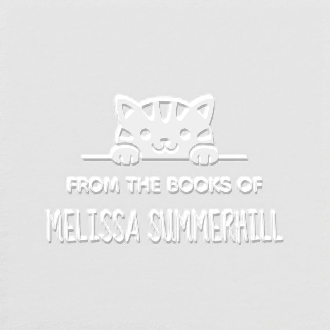 Cute Tabby Cat Bookplate Embosser (Design)