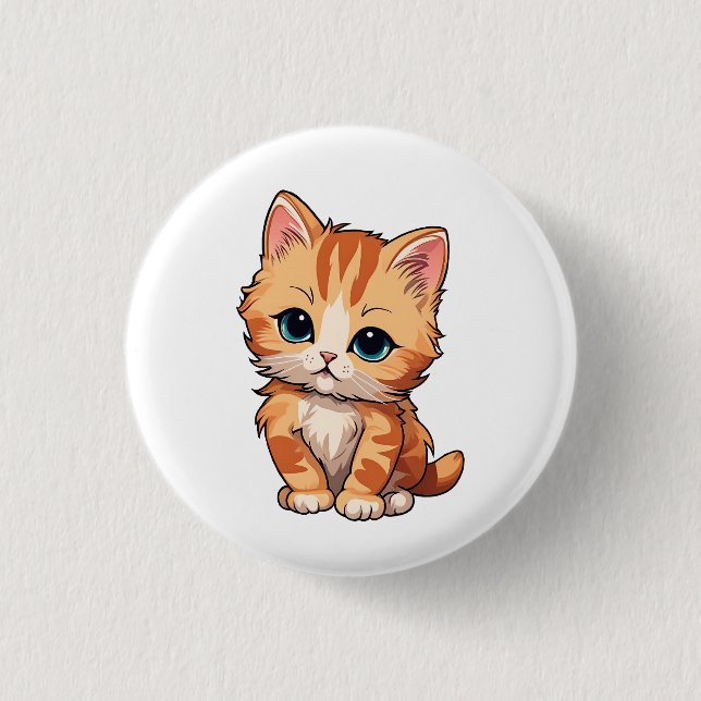 Cute Tabby Cat Button (Front)
