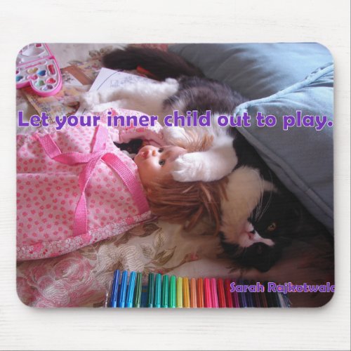 Cute Tabby Cat Cats Doll Playing Mouse Mat Pad