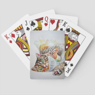 Cute Tabby Cat cats Watercolour Playing Cards Set
