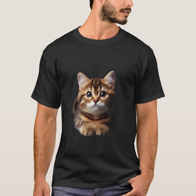 Cute Tabby Cat Charm T-Shirt (Front)