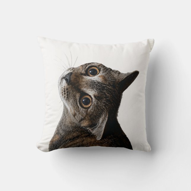 Cute Tabby Cat Close Up Photo  Throw Pillow (Front)