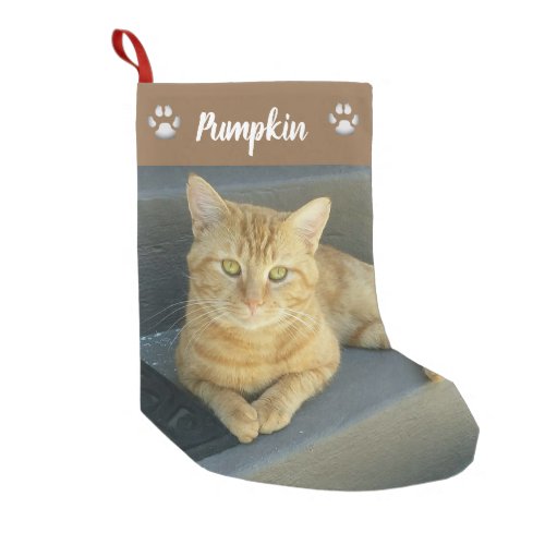 Cute Tabby Cat Custom Pet Photo Personalized Small Christmas Stocking