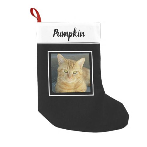 Cute Tabby Cat Custom Photo Personalized  Small Christmas Stocking