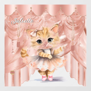 Cute Tabby Cat Dancing Ballerina Name Wall Decal