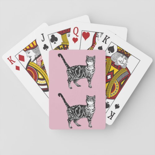Cute Tabby Cat Drawing art Playing Cards Set