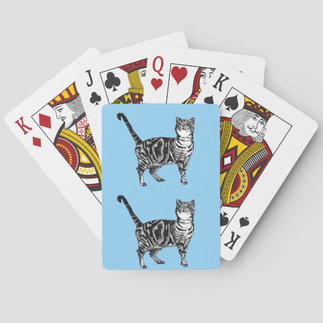 Cute Tabby Cat Drawing art Playing Cards Set (Back)