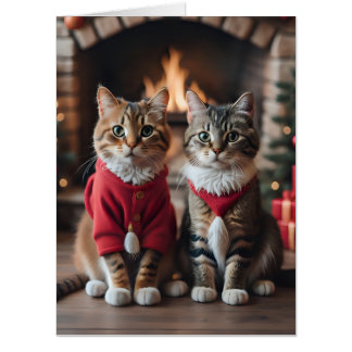 Cute tabby cat Giant big Christmas Greeting card