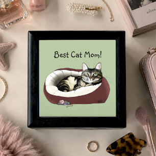 Cute Tabby Cat Green Mother’s Day Gift Box