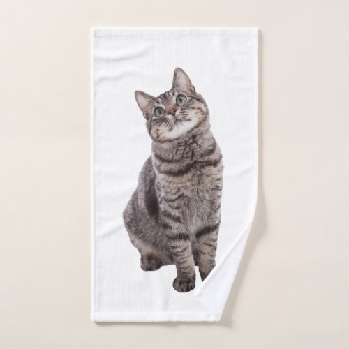 Cute Tabby Cat Hand Towel