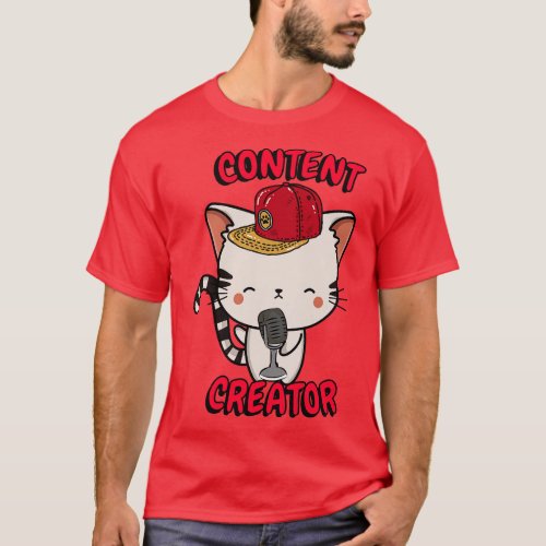 Cute Tabby cat is a content creator T_Shirt