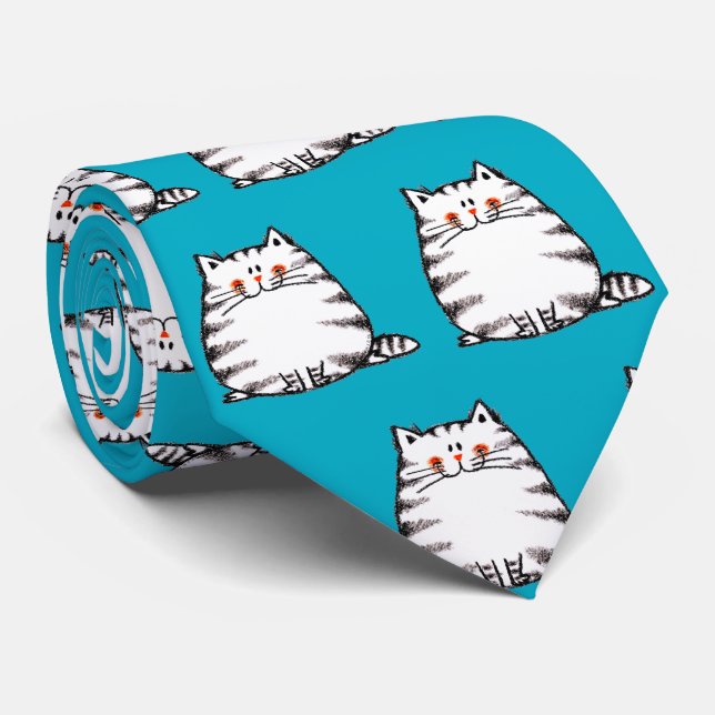 Cute Tabby Cat – Kawaii kitty for cat lovers Neck Tie (Rolled)