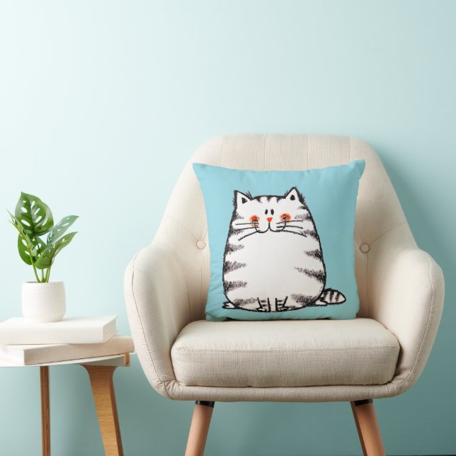Cute Tabby Cat – Kawaii kitty for cat lovers Throw Pillow (Chair)