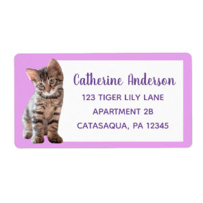 Cute Tabby Cat Kitten Lavender Large Label