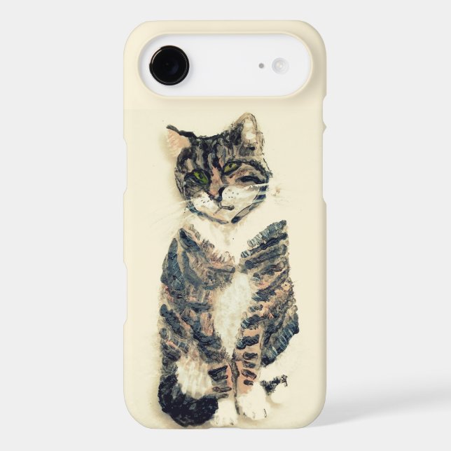 Cute Tabby Cat Kitty Painting Case-Mate iPhone Case (Back)
