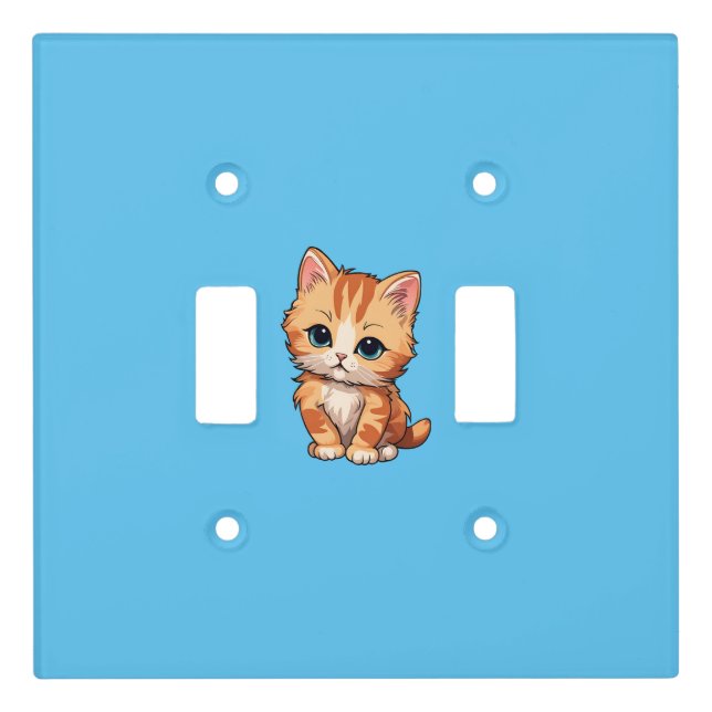 Cute Tabby Cat Light Switch Cover (Front)