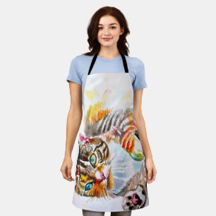 Cute Tabby Cat Merry Cats Christmas Mothers  Apron