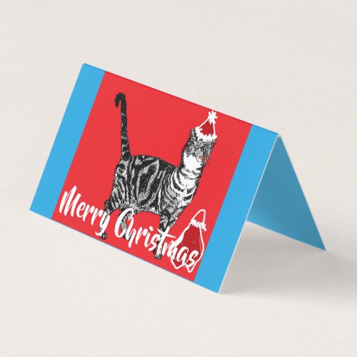 Cute Tabby Cat Merry Catsmus Christmas Card set