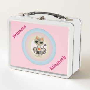 Cute Tabby Cat Metal Lunch Box