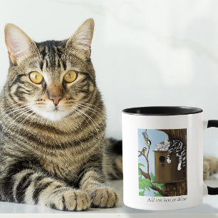 Cute Tabby Cat Napping Birdhouse Funny Mug