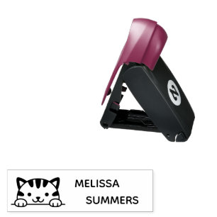 Cute Tabby Cat Peeking Custom Name Pocket Stamp