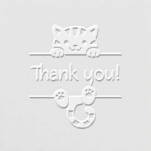 Cute Tabby Cat Peeking Thank You Embosser