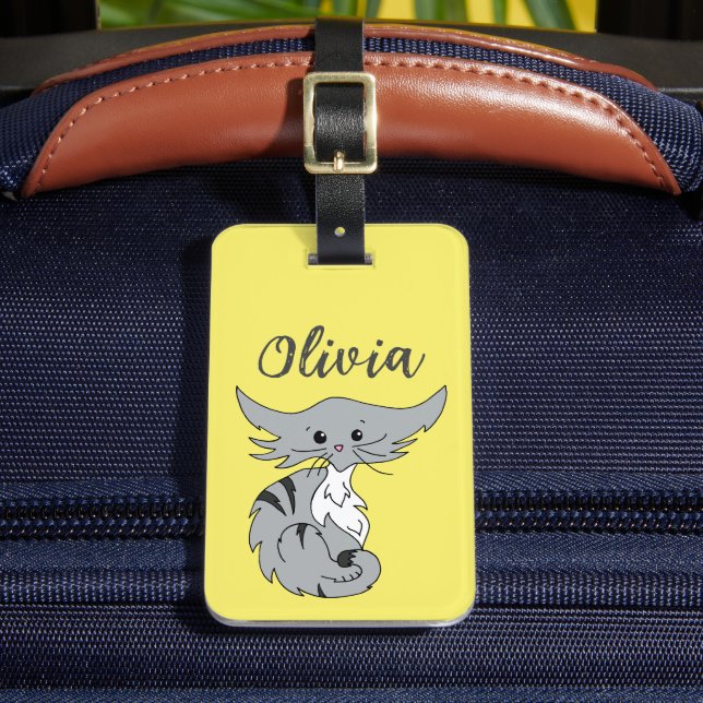 Cute Tabby Cat Personalized  Luggage Tag (Front Insitu 2)