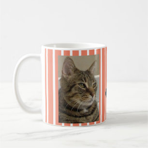 Cute Tabby Cat Personalized Striped Coffee Mug