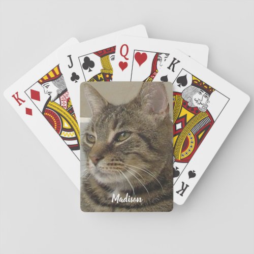 Cute Tabby Cat Photo Name Poker Cards