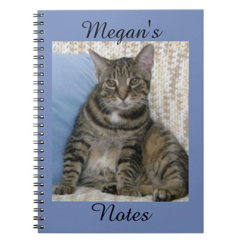 Cute Tabby Cat Photo Personalized Name Notebook