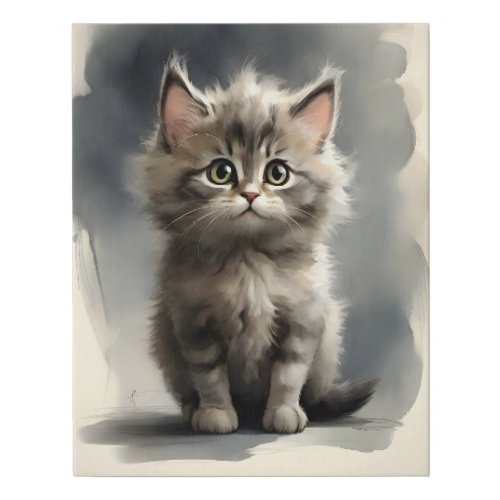 Cute Tabby Cat Portrait Nursery Faux Canvas Print