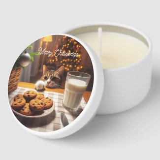 Cute Tabby Cat Reaching for Cookies Christmas