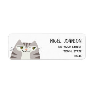 Cute Tabby Cat Return Address Label