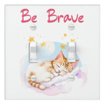 Cute Tabby Cat Sleeping on Fluffy Clouds Nursery  Light Switch Cover