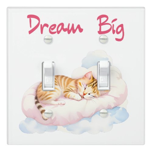 Cute Tabby Cat Sleeping on Fluffy Clouds Nursery  Light Switch Cover