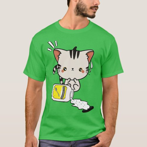 Cute Tabby Cat spilled mayonnaise T_Shirt