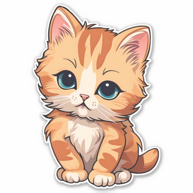 Cute Tabby Cat Sticker (Front)