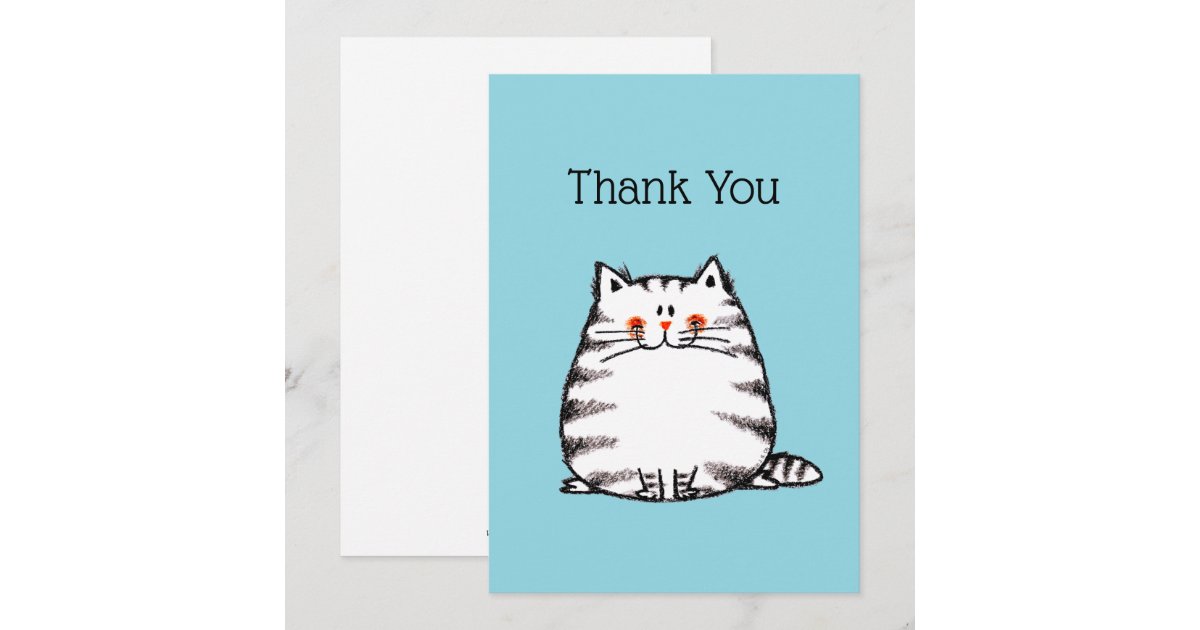 Cute Tabby Cat Thank You Card | Zazzle
