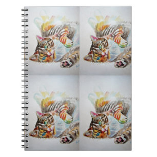 Cute Tabby Cat watercolor Cats Tabbies Notebook