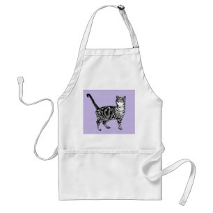 Cute Tabby Cat Watercolour Art Kitchen Apron
