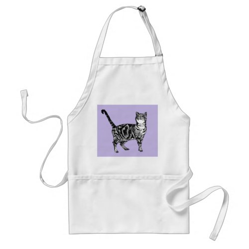 Cute Tabby Cat Watercolour Art Kitchen Apron