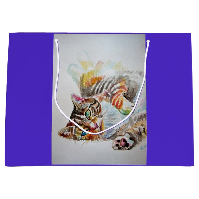 Cute Tabby Cat Watercolour cats Gift Bag (Front)