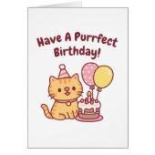 Cute Tabby Cat With Cake Purrfect Birthday Funny (Front)