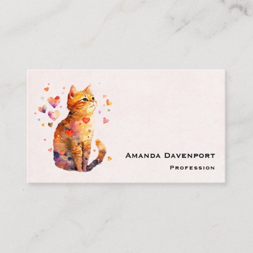 Cute Tabby Cat with Hearts Business Card
