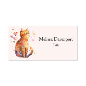 Cute Tabby Cat with Hearts Name Tag