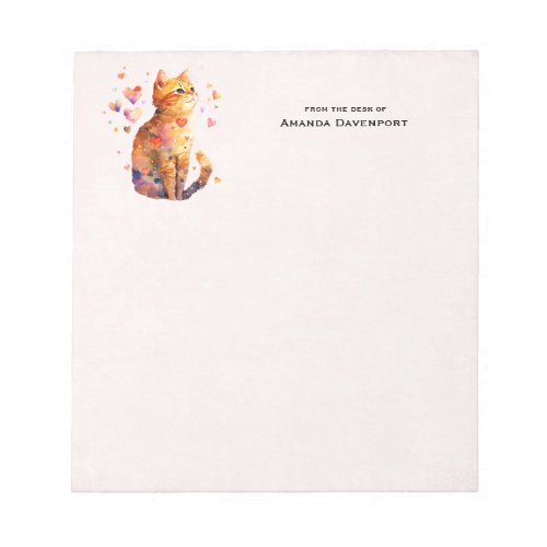 Cute Tabby Cat with Hearts Notepad