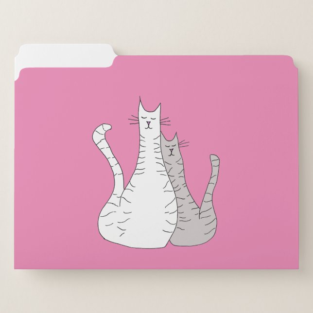 Cute Tabby Cats Cartoon Pink  File Folder (Front Left)