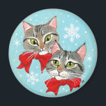 Cute tabby cats, Christmas winter snow Magnet<br><div class="desc">These cute tabby cats are perfect for Christmas or all winter long.  This image is also available on other products in my Zazzle store.</div>