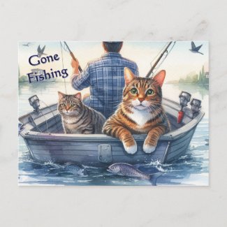 Cute Tabby Cats Gone Fishing with Dad 