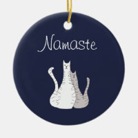 Cute Tabby Cats Namaste Ceramic Ornament